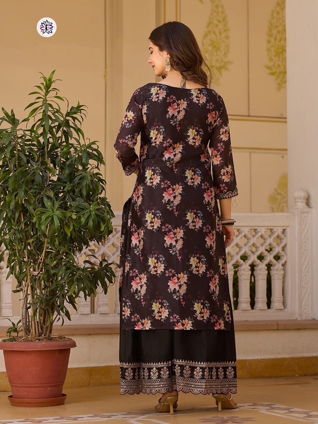 Black Floral Work Outfit
