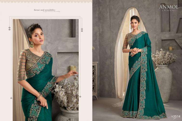 Bottle Green Designer Saree