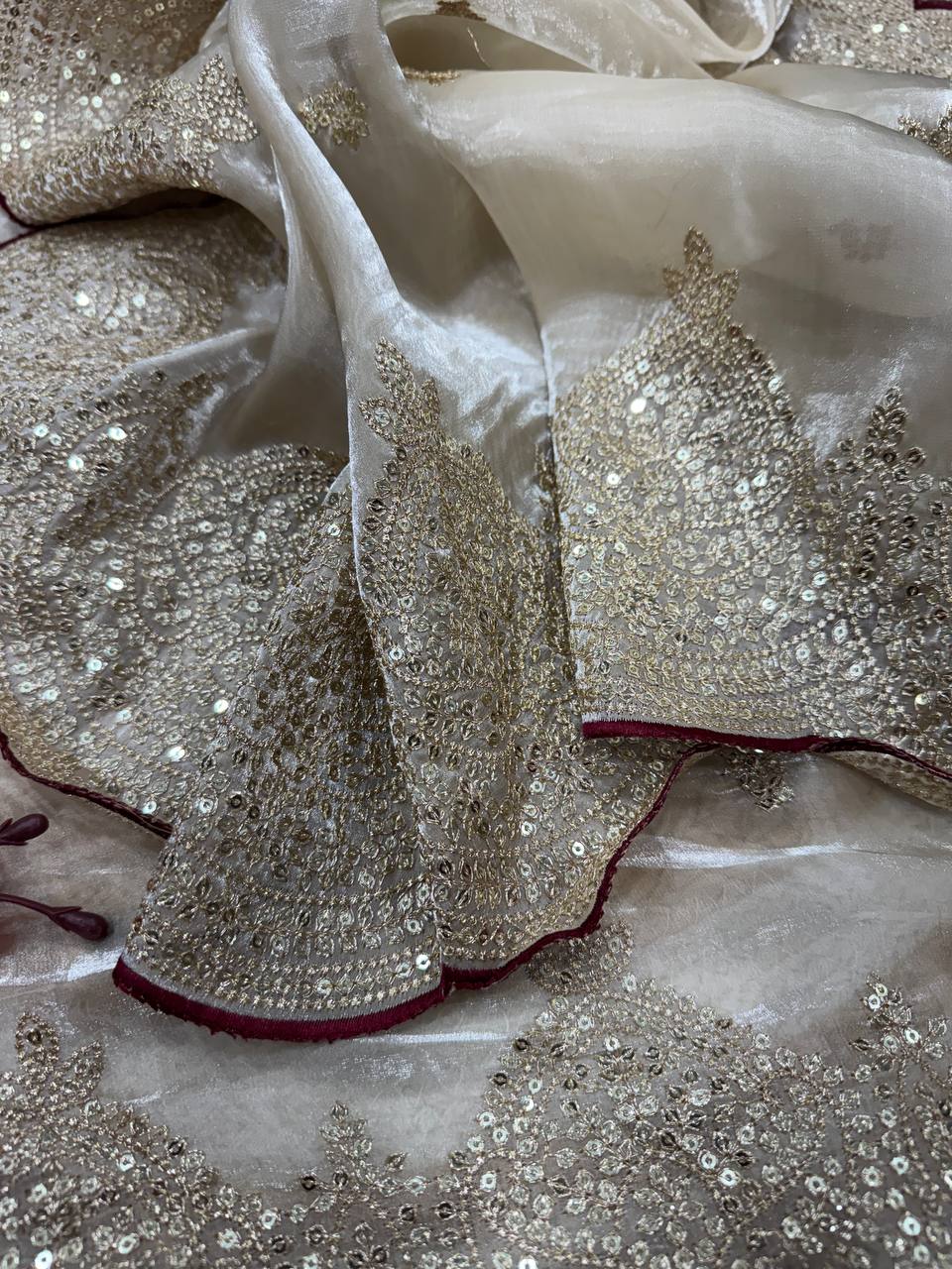 Gold And Red Jimmy Choo Saree