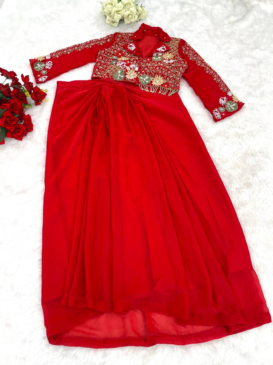 Satin Silk Dhoti Outfit