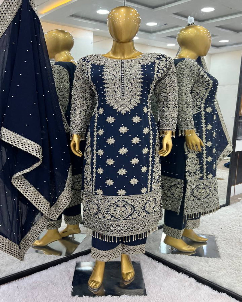 Blue Embroidered Outfit