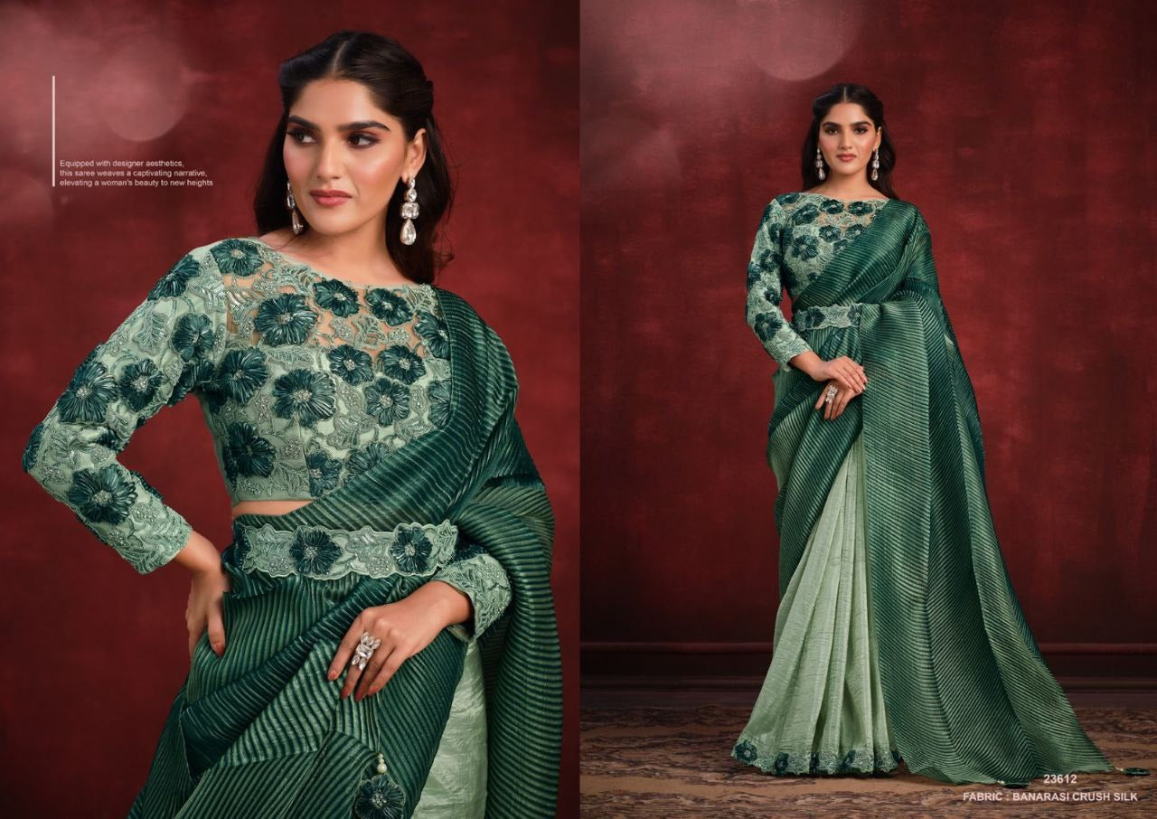 Emerald Green Ready To Wear Saree