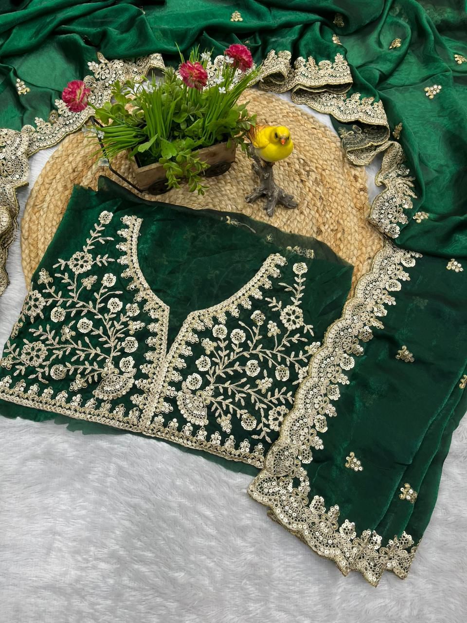 Emerald Green Silk Saree