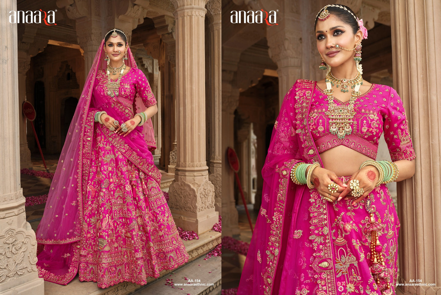 Heavy Pink Bridal Mor Lehenga