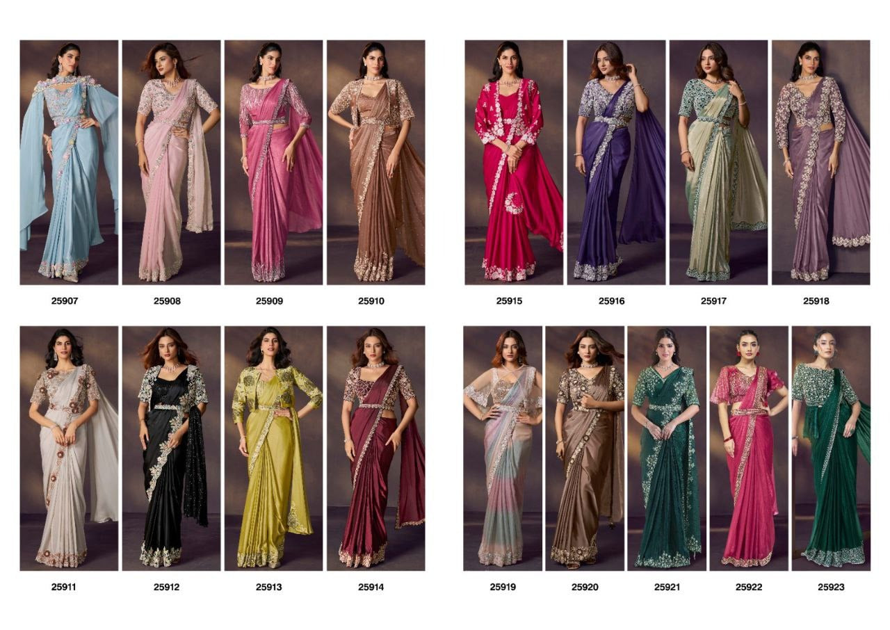 Lemon Green Ready To Wear Saree