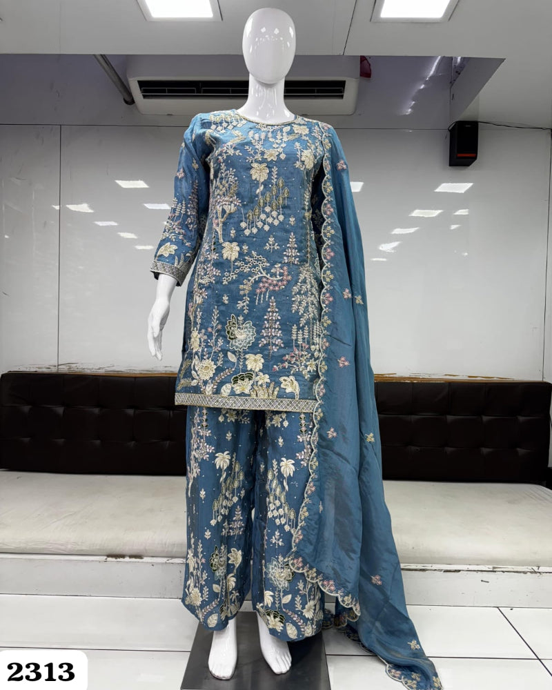 Soft Blue Palazzo Set