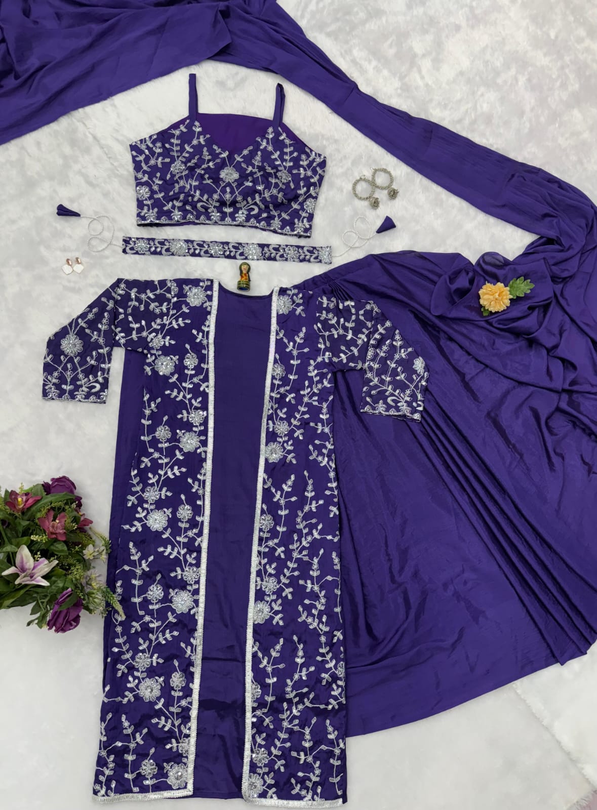Purple Ready To Wear Saree