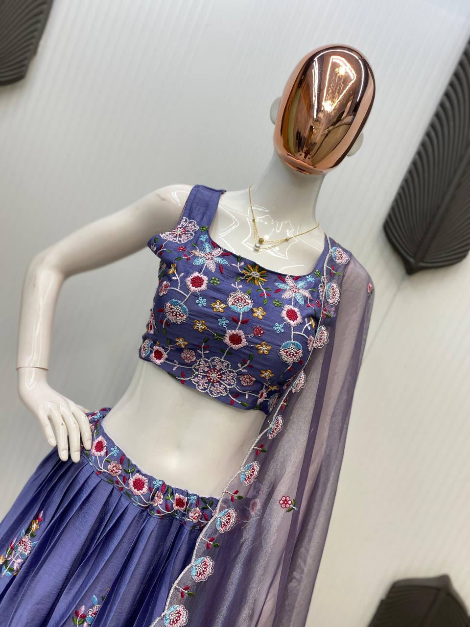 Amethyst Silk Koti Lehenga