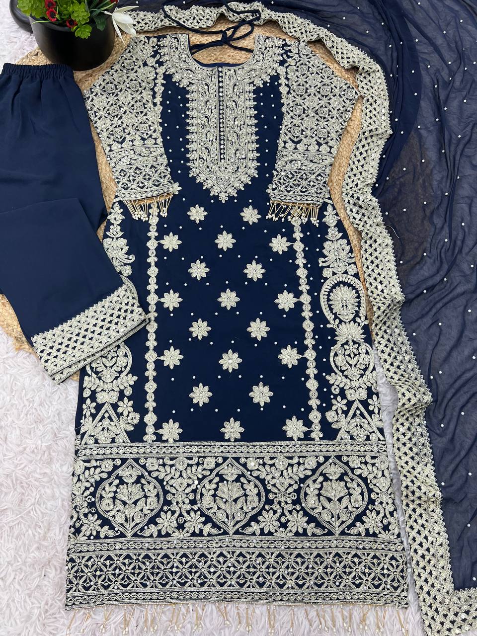 Blue Embroidered Outfit