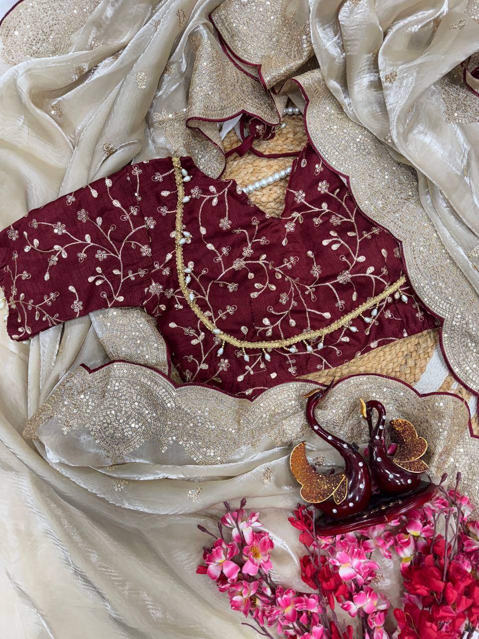 Gold And Red Jimmy Choo Saree