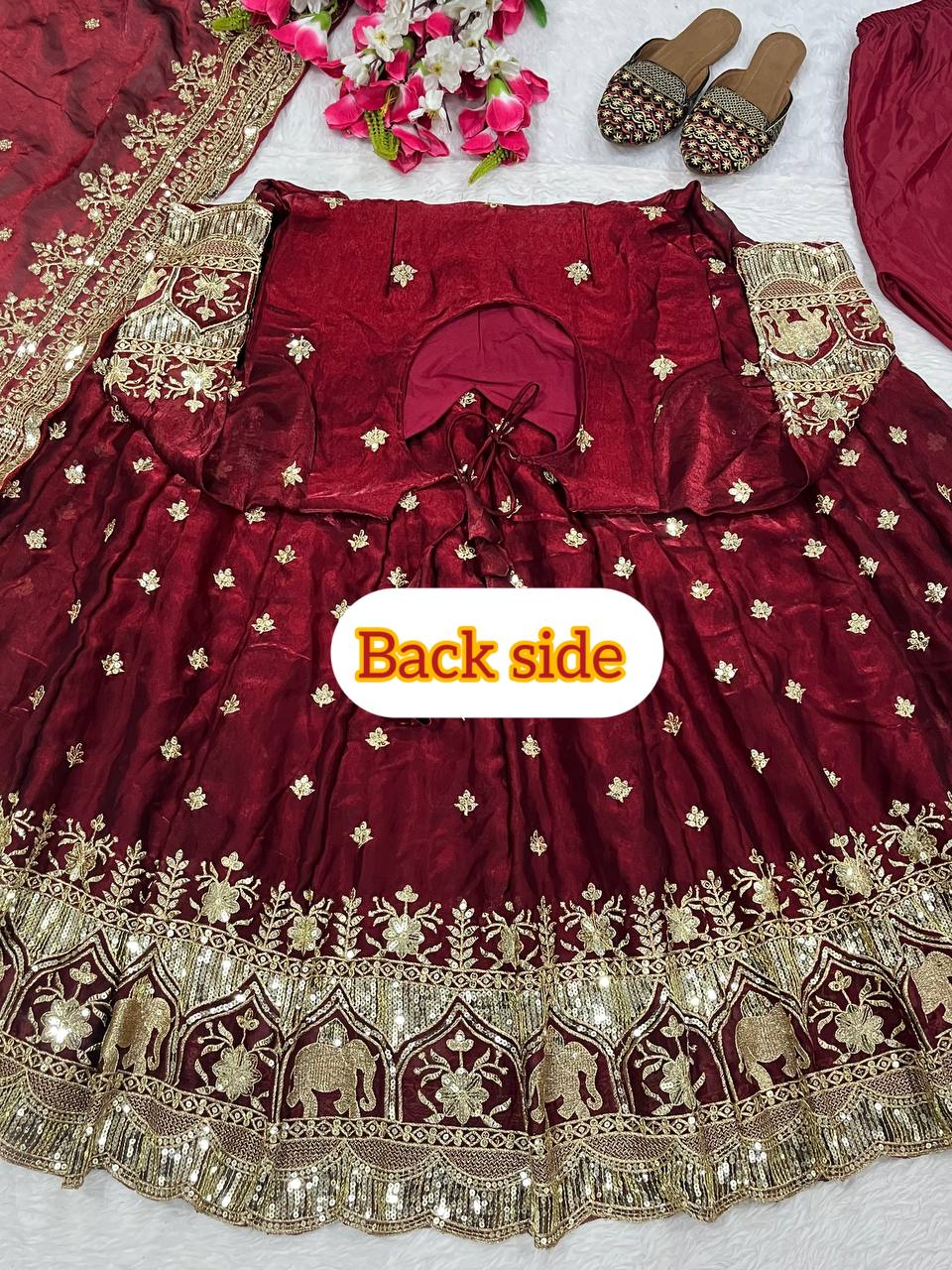 Maroon Embroidered Anarkali