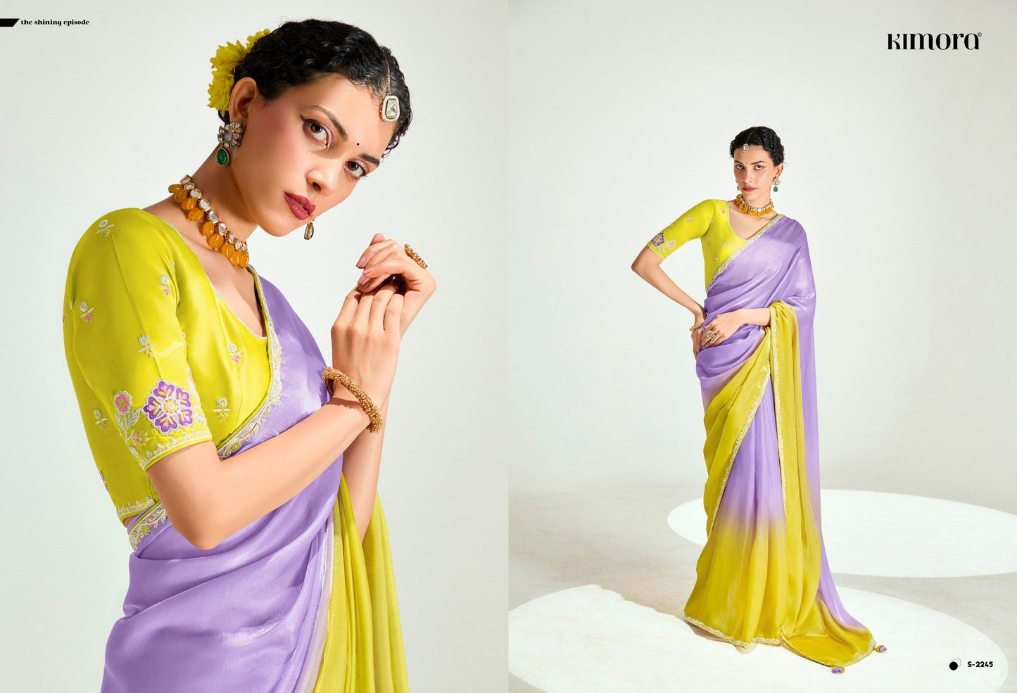 Light Lavender And Chrome Silk Saree