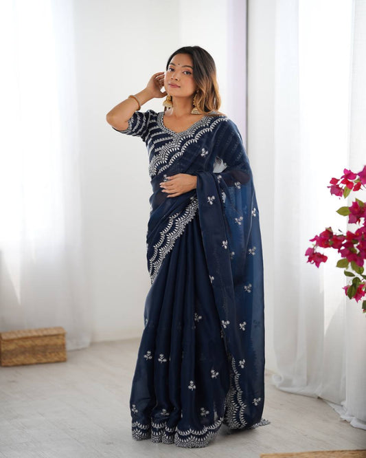 Dark Blue Jimmy Choo Saree