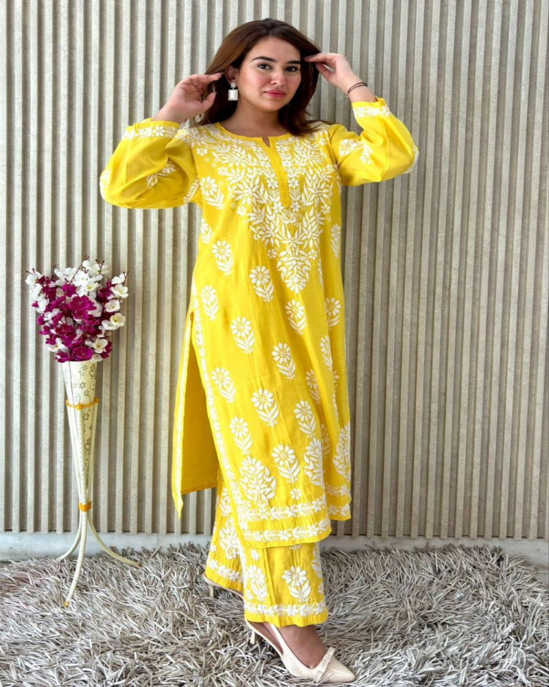 Yellow Kurti Palazzo Set