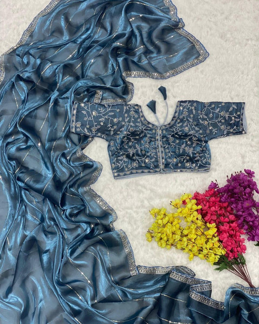 Shiny Blue Saree