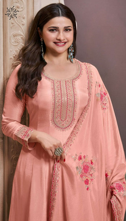 Peach Moonga Silk Outfit