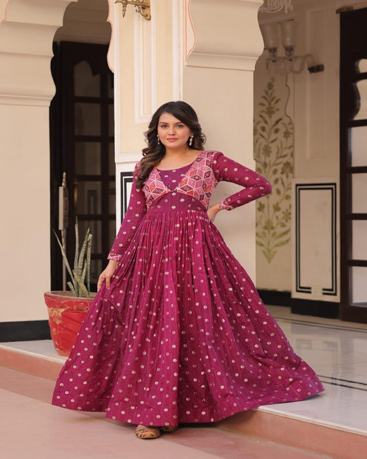 Purple Jacquard Gown