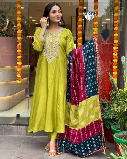 Chanderi Silk Lemon Punjabi