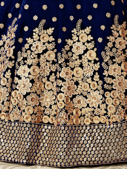 Blue Velvet Lehenga