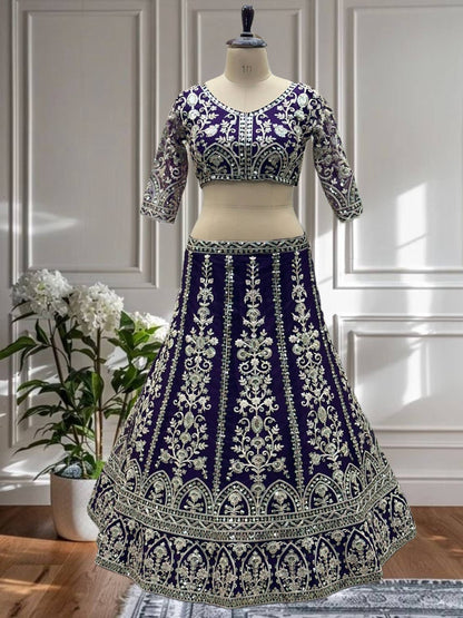 Purple Net Lehenga