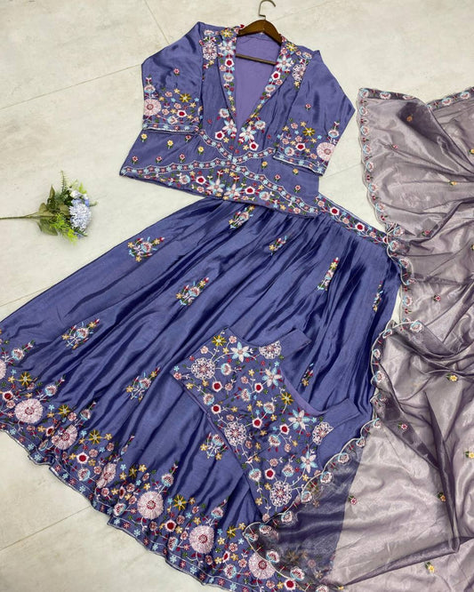 Amethyst Silk Koti Lehenga