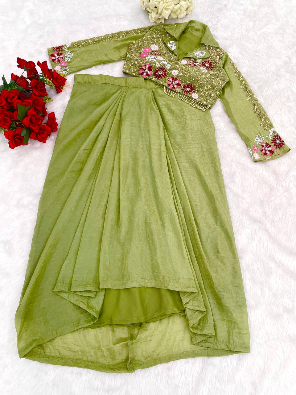 Satin Silk Dhoti Outfit