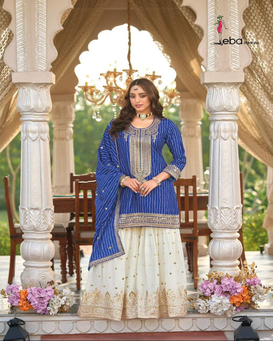 Ink Blue Sharara Set