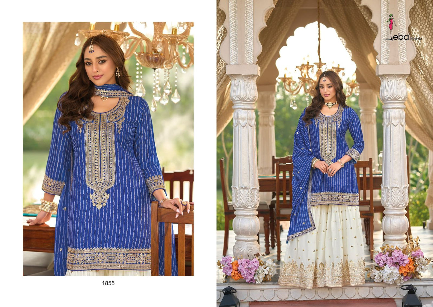Ink Blue Sharara Set
