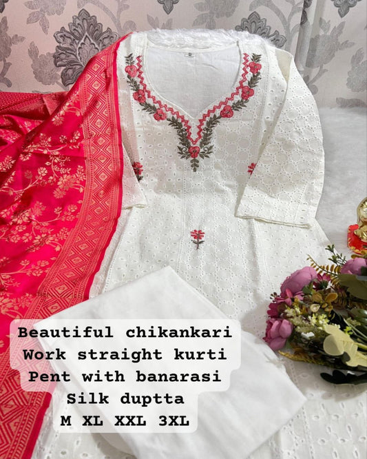 Chikankari Suit with Banarsi Silk Dupatta