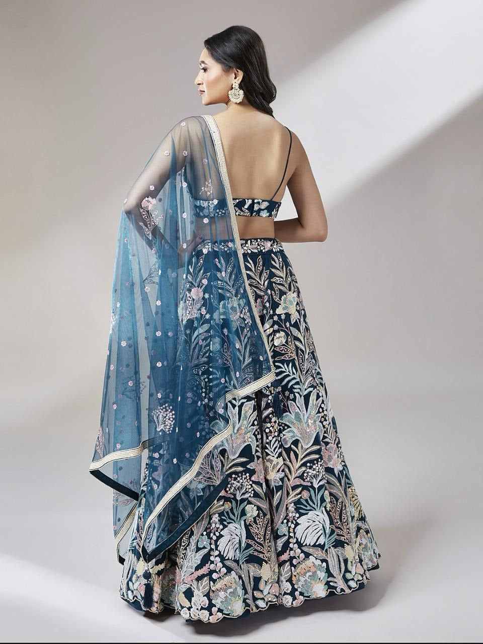 Blue Net Muti Colour Lehenga