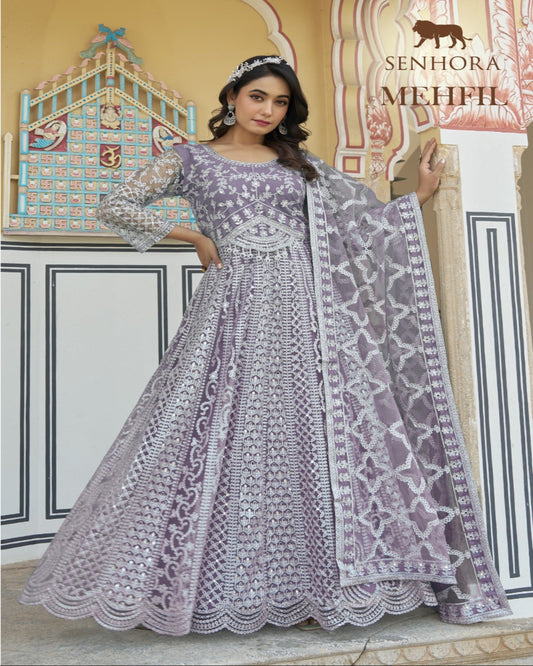 Lavender Buttery Net Gown