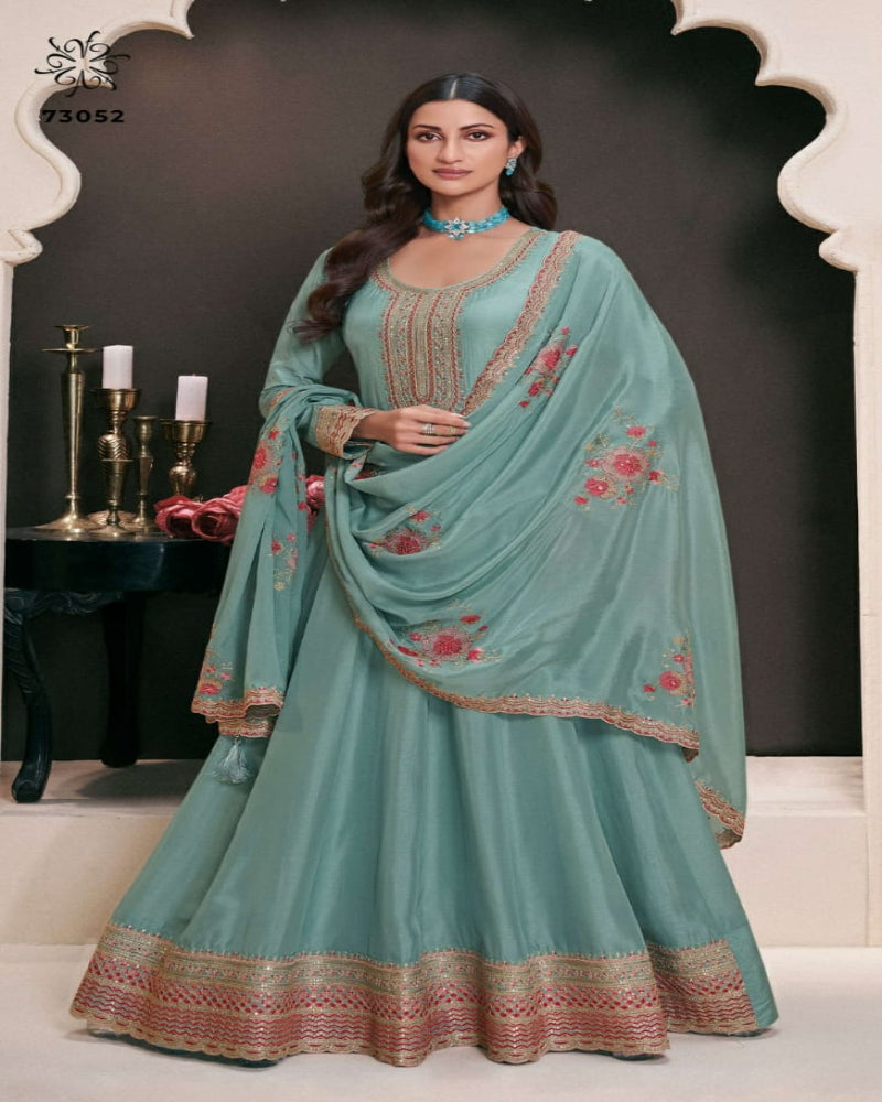 Light Blue Moonga Silk Outfit