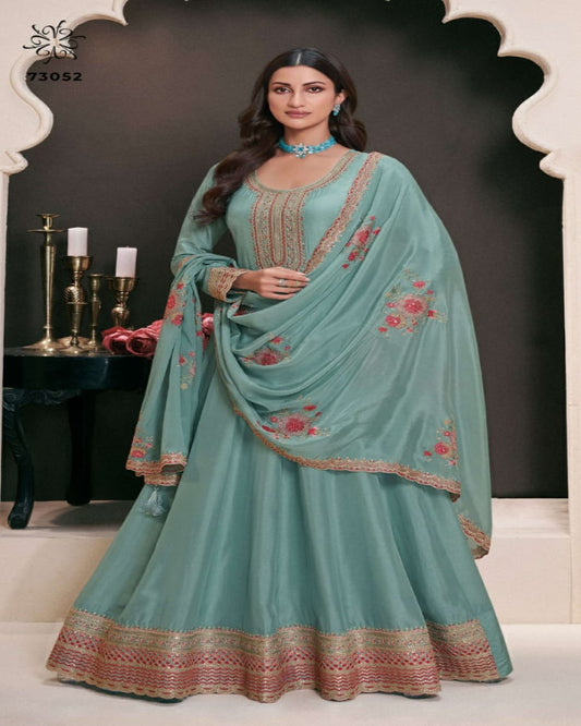 Light Blue Moonga Silk Outfit