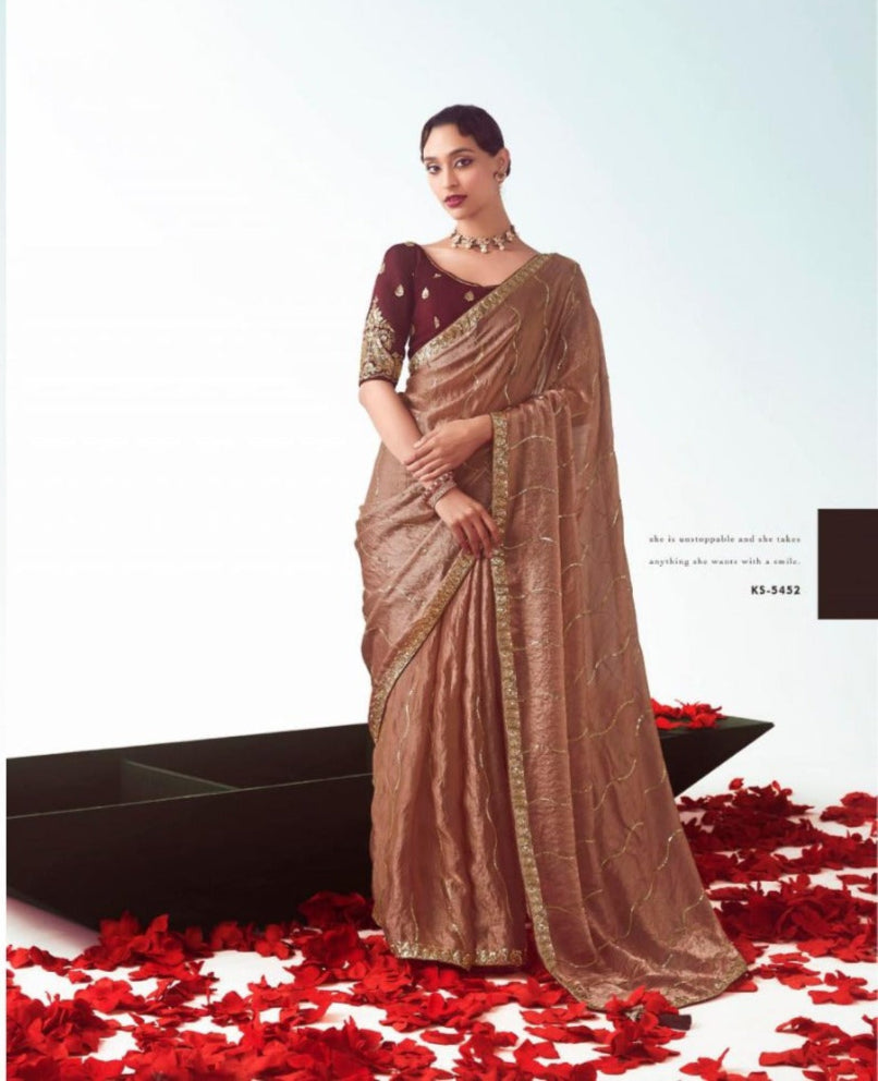 Chocolate Brown Silk Saree