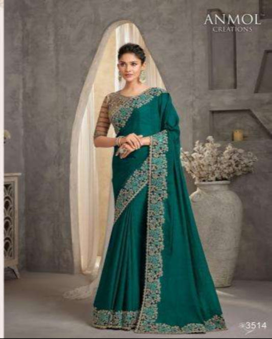 Bottle Green Designer Saree