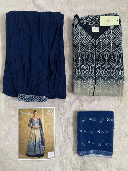 Shaded Blue Skirt Outfit
