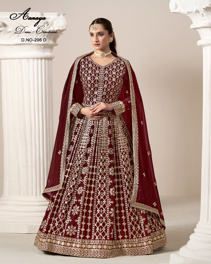 Georgette Maroon Gown