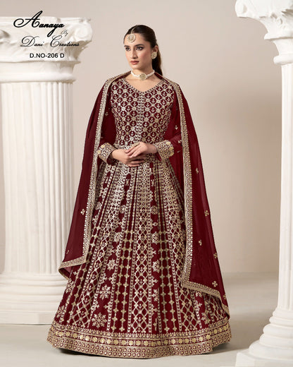 Georgette Maroon Gown