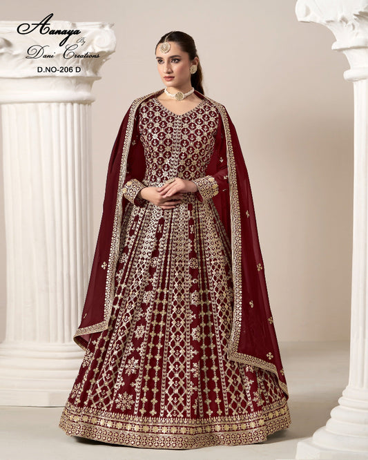 Georgette Maroon Gown