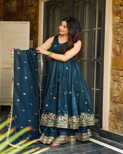 Teal Blue Silk Outfit