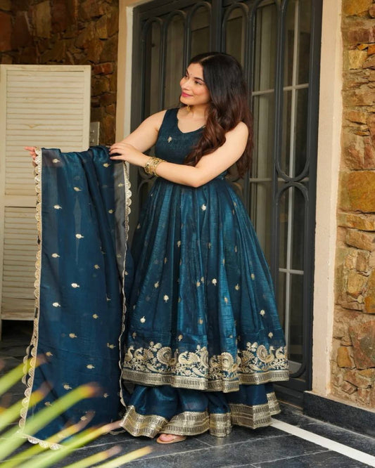 Teal Blue Silk Outfit
