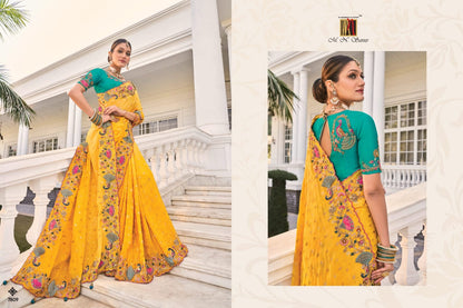 Yellow and Green Wedding Saree