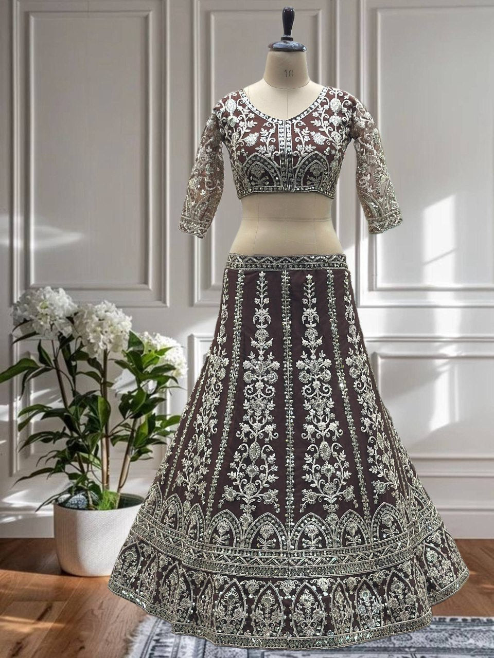Gold Net Lehenga