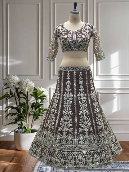 Gold Net Lehenga