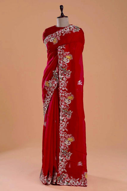 Red Rangoli Silk Saree