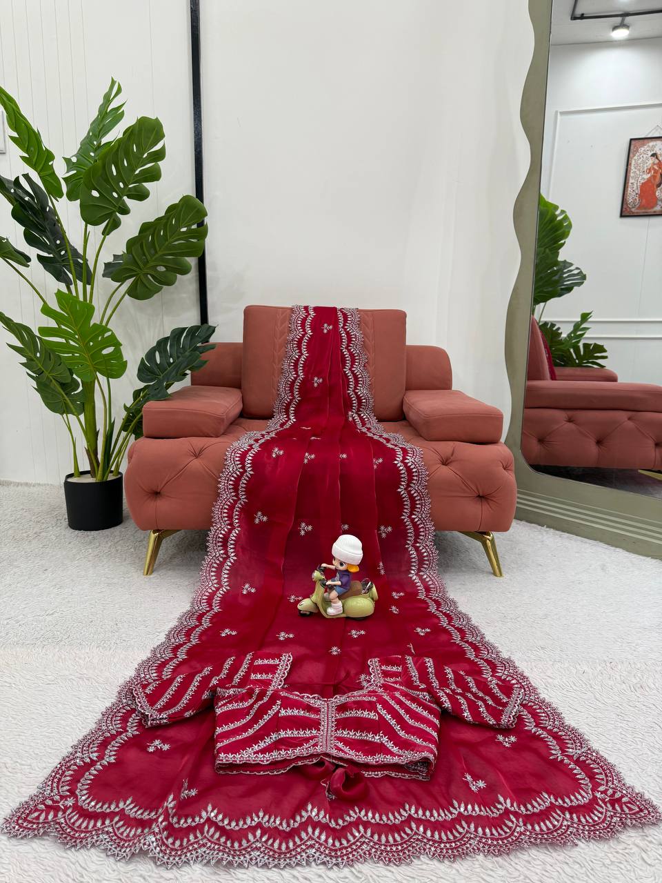 Cherry Red Jimmy Choo Saree