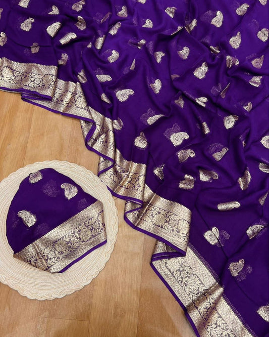 Purple Georgette Saree