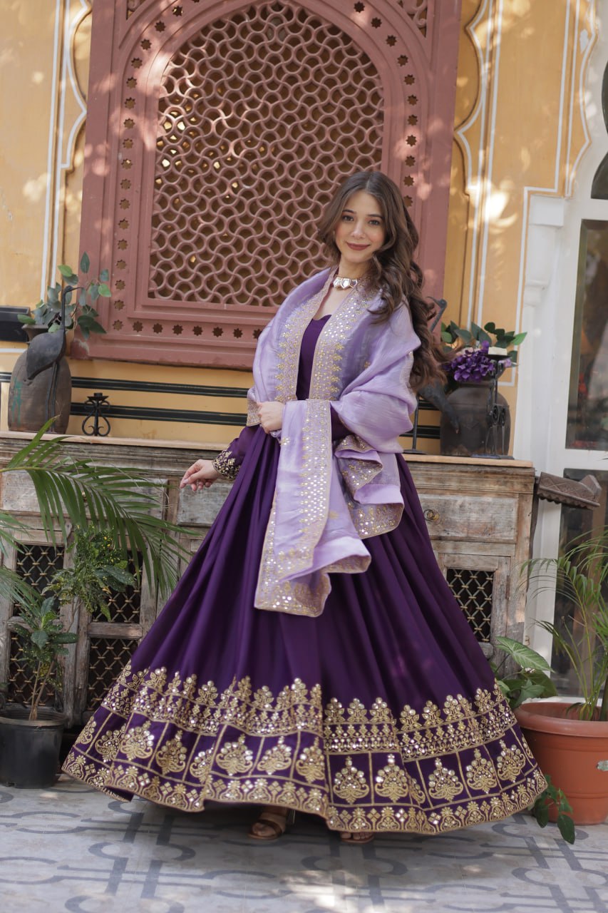 Purple Anarkali Gown