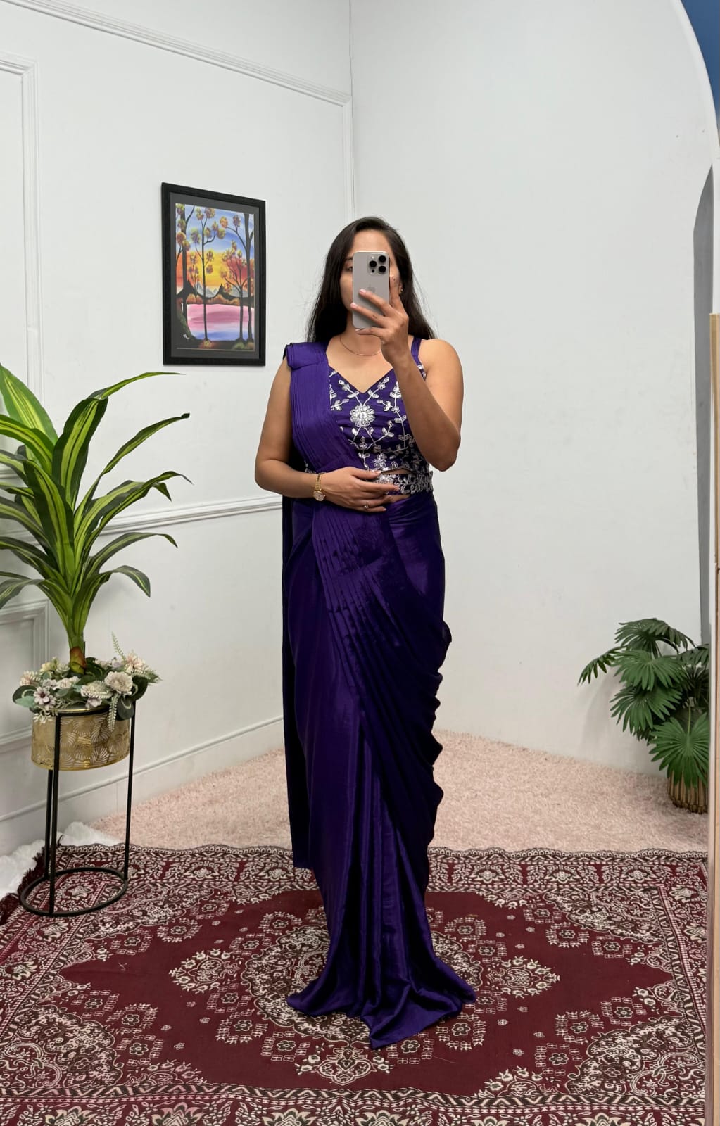 Purple Ready To Wear Saree