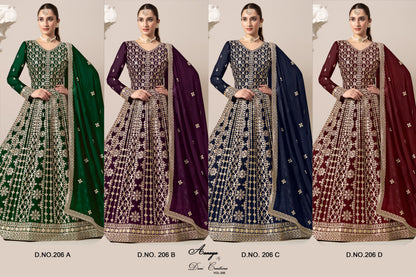 Georgette Maroon Gown